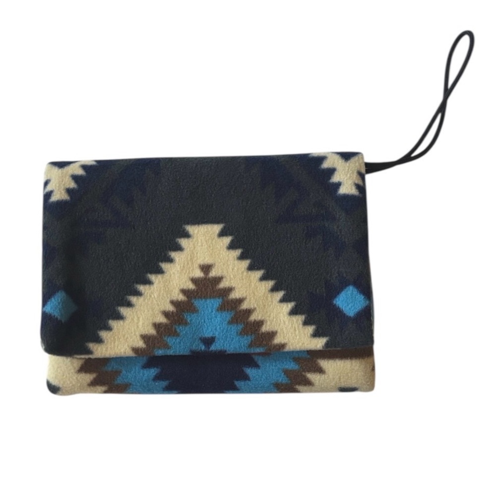Fleece Multi Colored Indian Satchel Wristlet Contains Two Separate Compartments